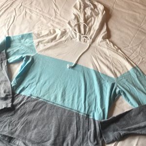 Men summer hoodie color block